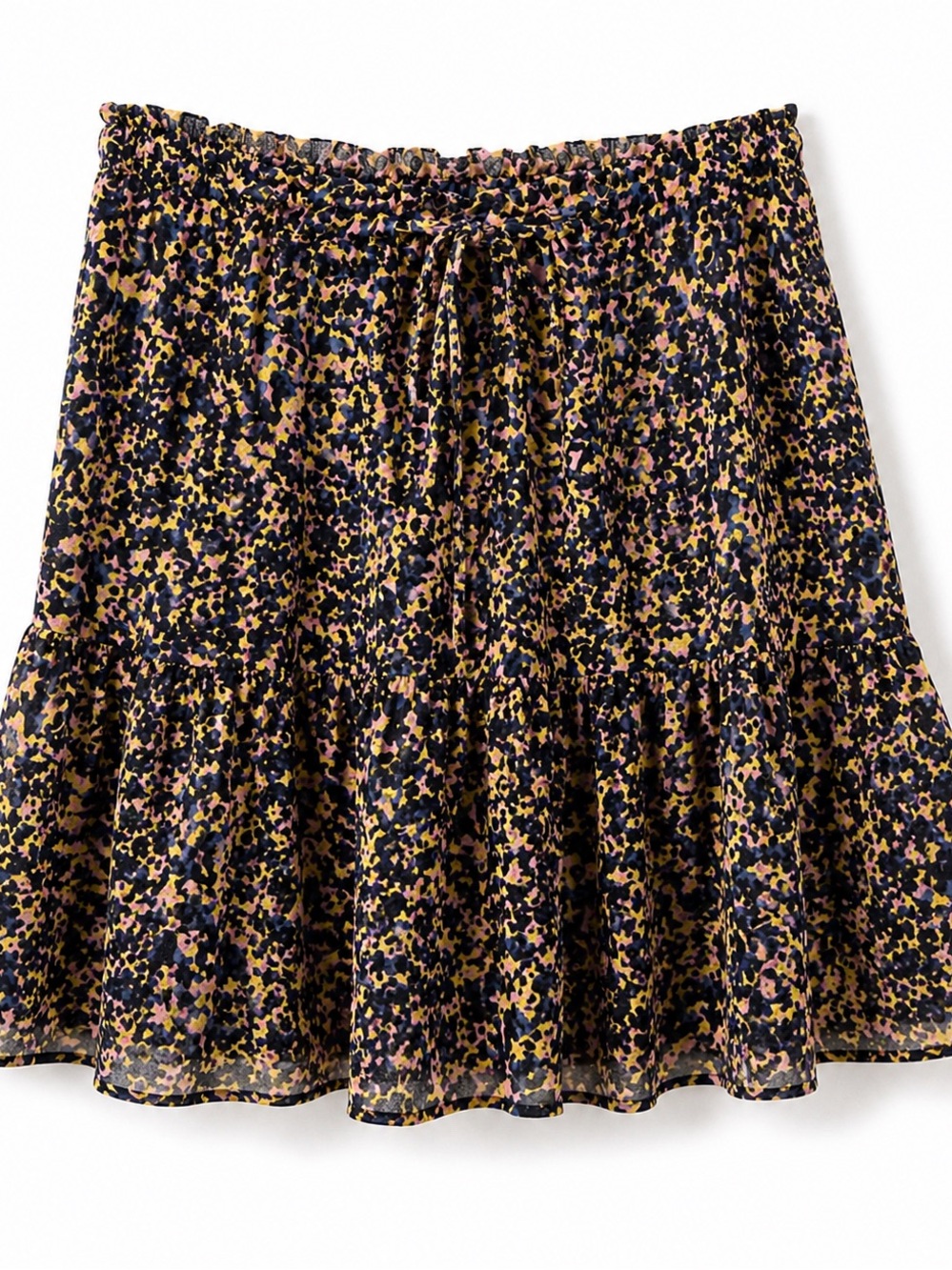 Scotch & Soda Black, Mustard and Pink Floral Tiered Mini Skirt